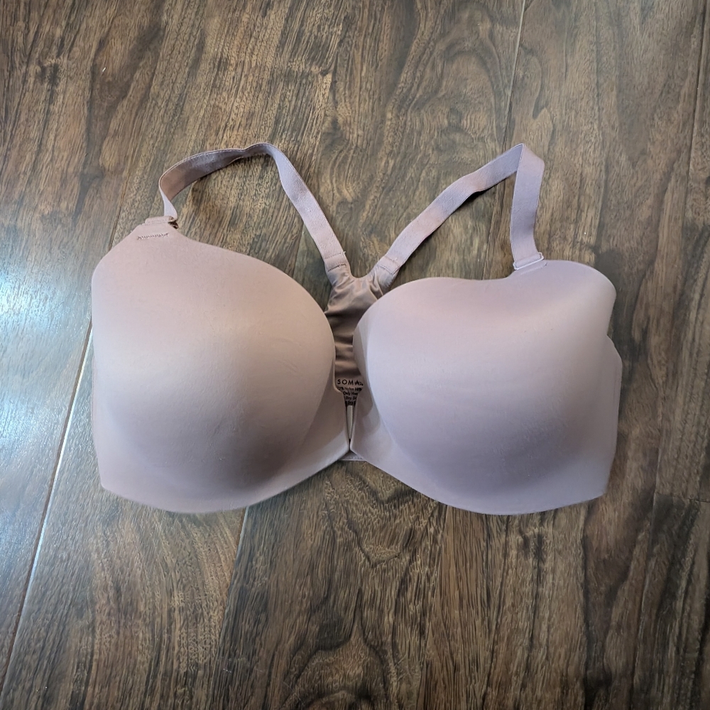 Soma 38DD Enbliss Front Close Racerback Bra Women's Mauve Purple Soft Sculpt